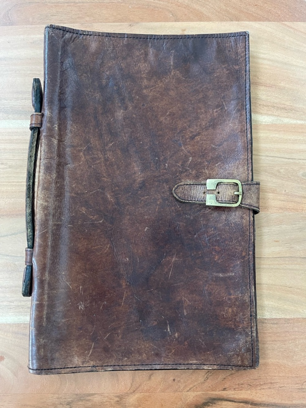 Hand Crafted Brown Leather Briefcase Portfolio with Buckle